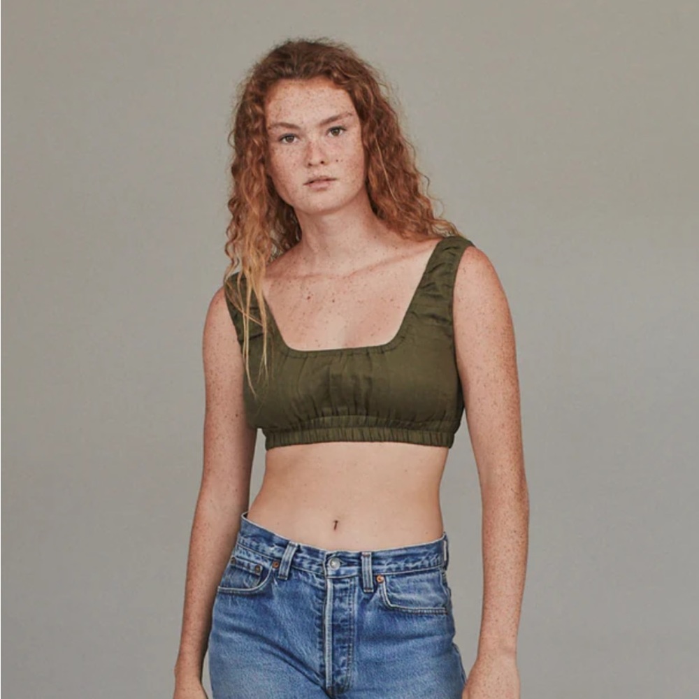 ACACIA Resort 2023 Emory Linen Top in Carob Dark Gray . Size S. - Picture 5 of 6